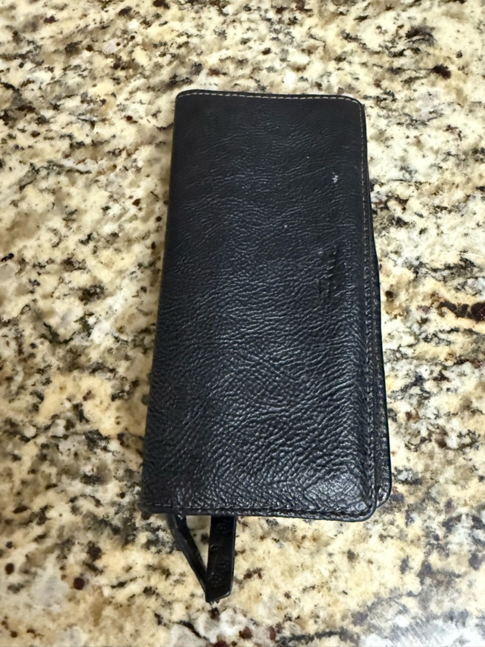 Fossil Black Long Leather Zip Wallet